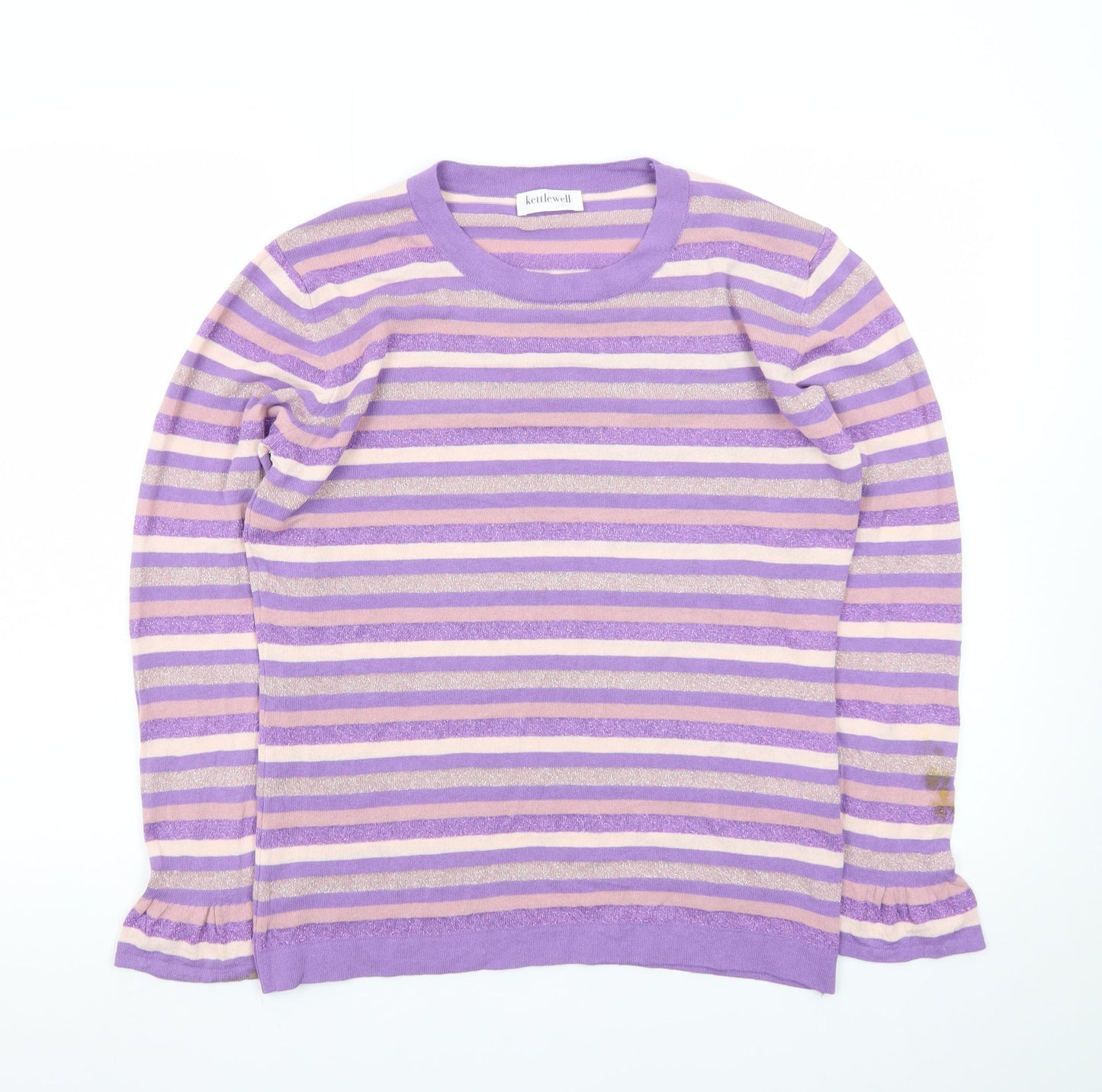 Kettlewell Women’s Purple Striped Crew Neck Jumper Size L