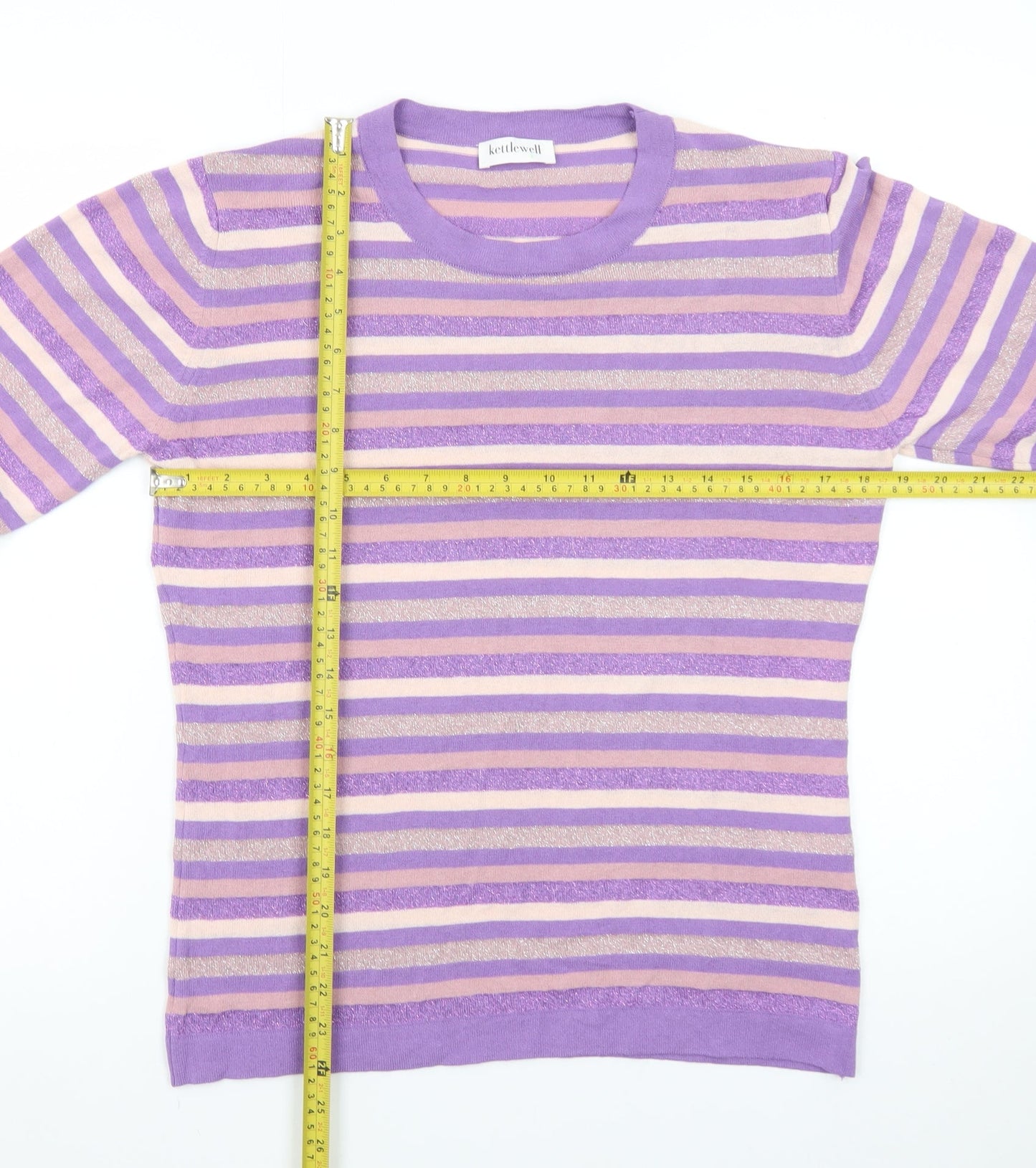 Kettlewell Women’s Purple Striped Crew Neck Jumper Size L