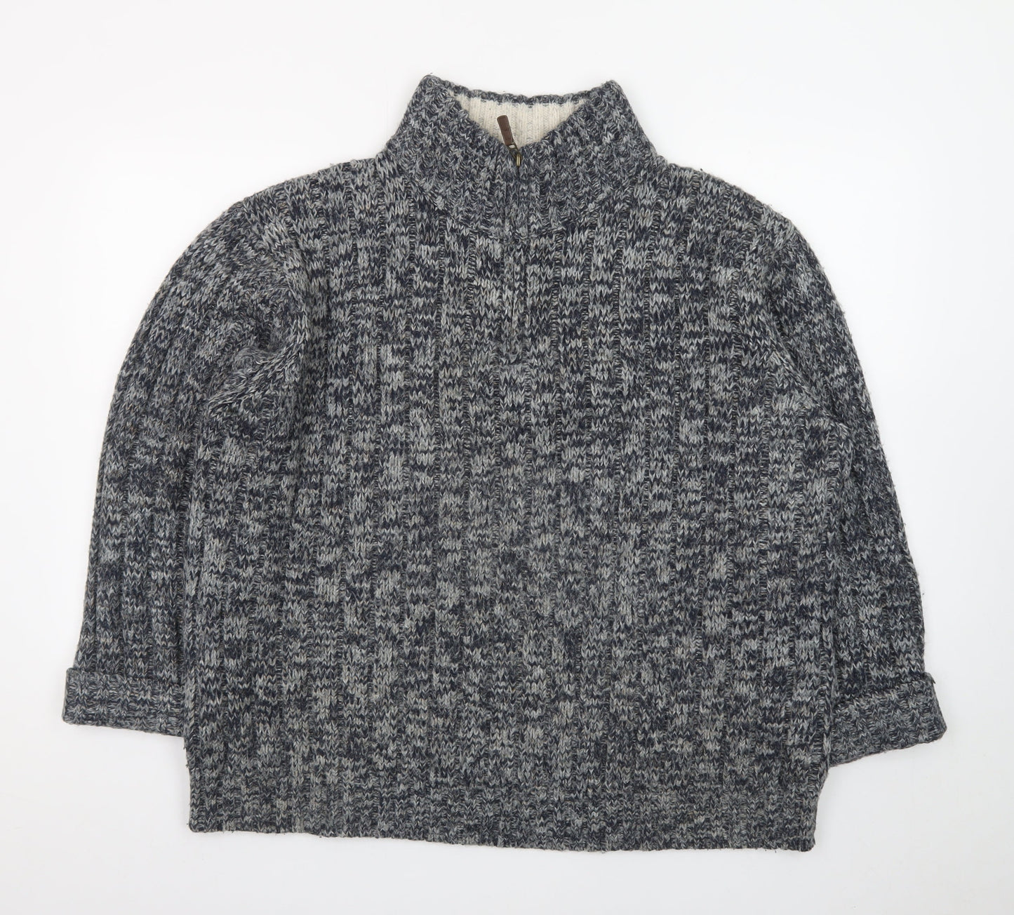North Coast Men’s Grey XL Chunky 1/4 Zip Knit Jumper