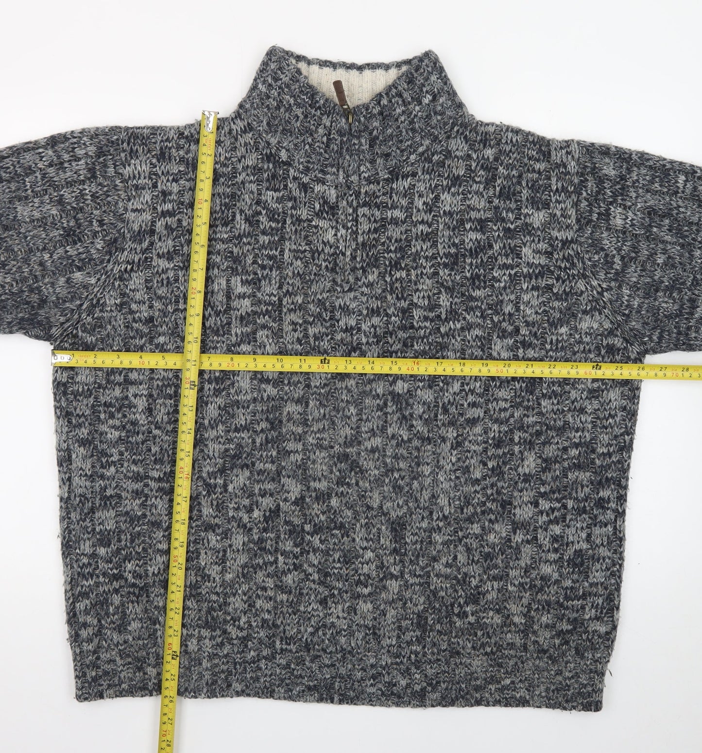 North Coast Men’s Grey XL Chunky 1/4 Zip Knit Jumper