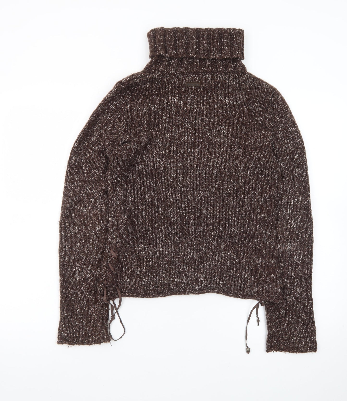 Marlboro Classics Womens Brown Roll Neck Chunky-Knit Wool Blend Jumper M