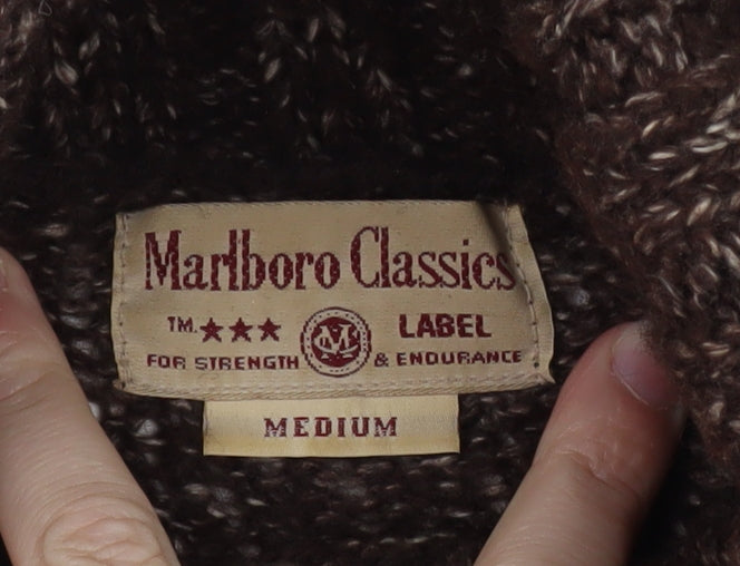Marlboro Classics Womens Brown Roll Neck Chunky-Knit Wool Blend Jumper M