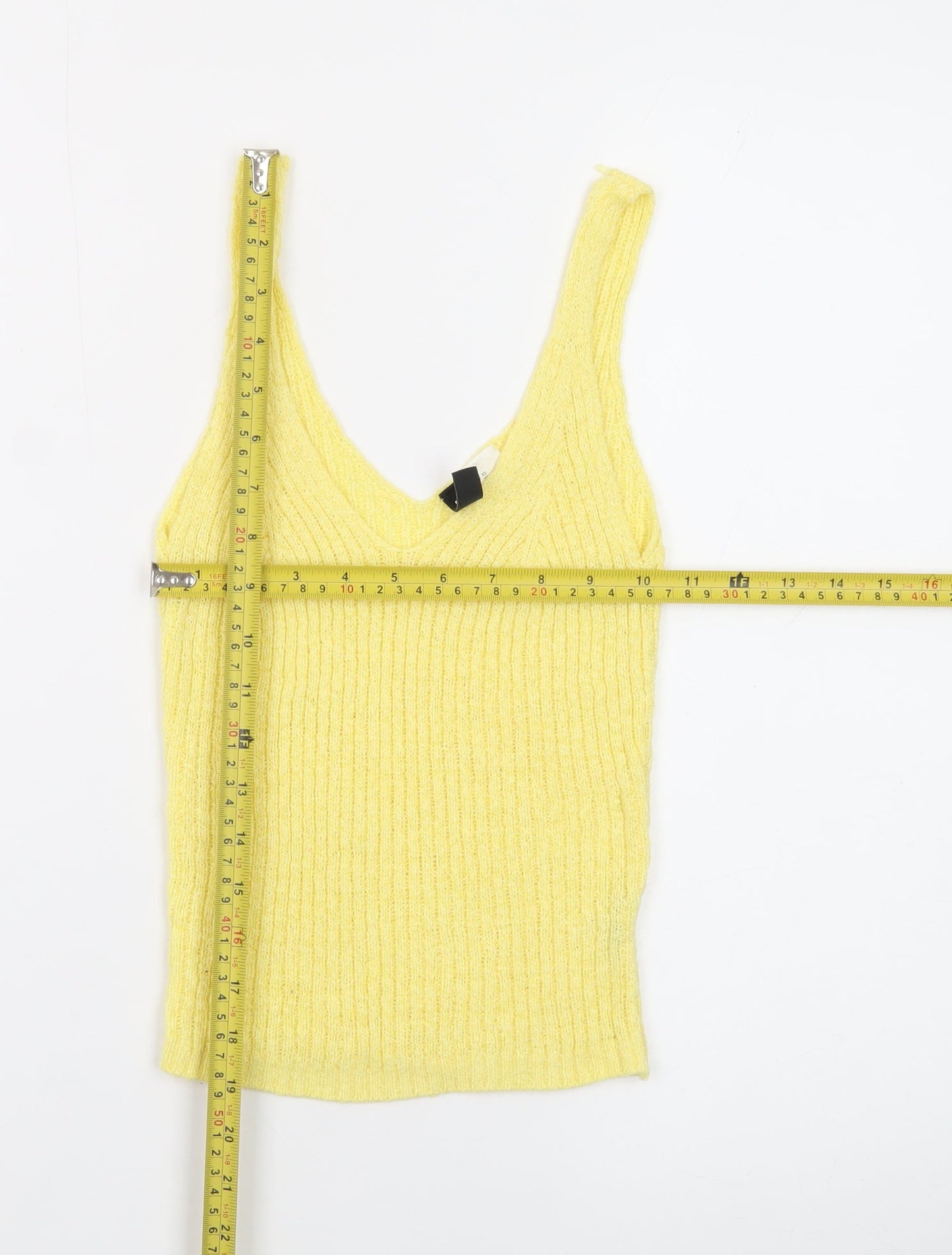 H&M Divided Women's Yellow Ribbed Knit V-Neck Tank Top XS