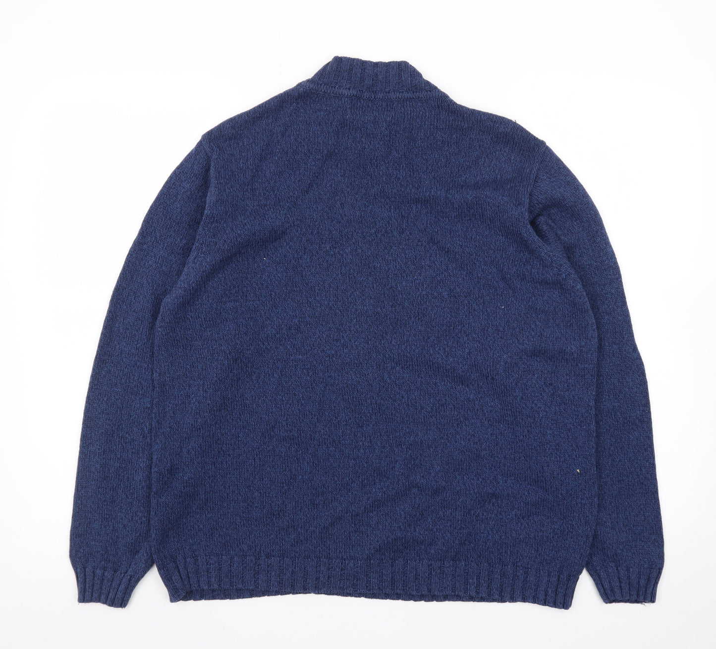 Jumper Blue Men's L Cable Knit Cotton Crew Neck Pullover