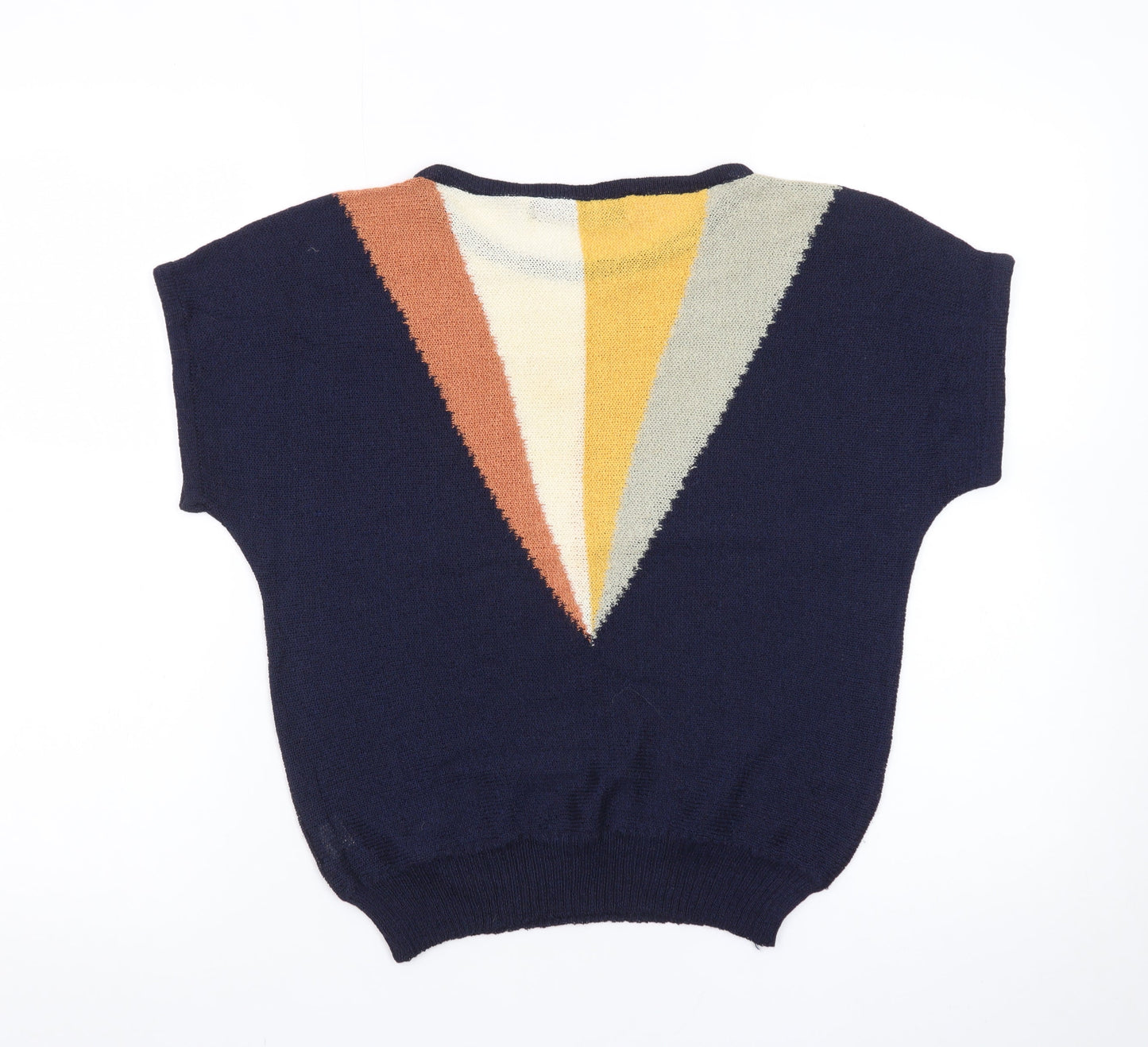 Cache D'or Womens Multicoloured Retro Short Sleeve Knit Jumper Size S
