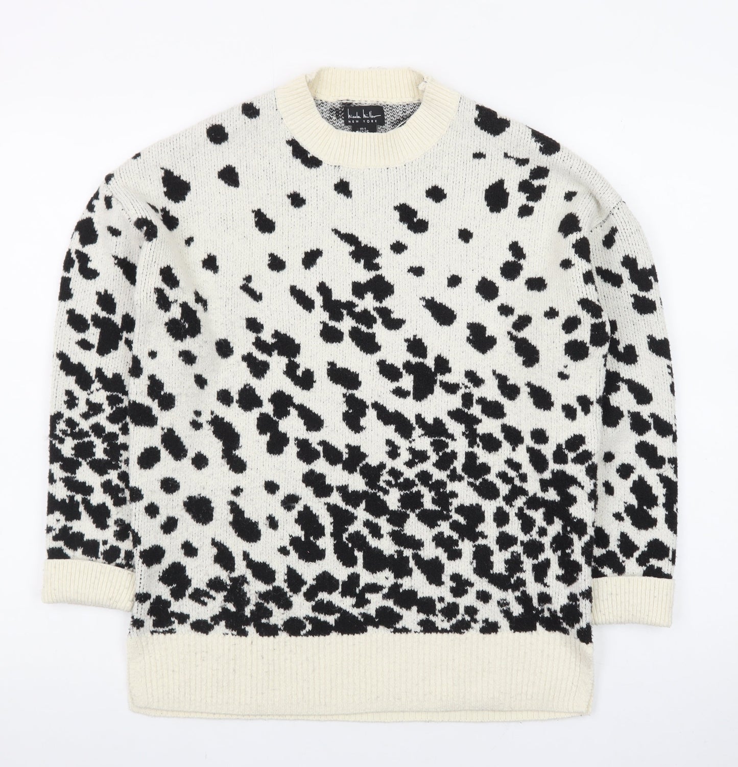 Nicole Miller Women’s Black & White Animal Print Knit Jumper Size S