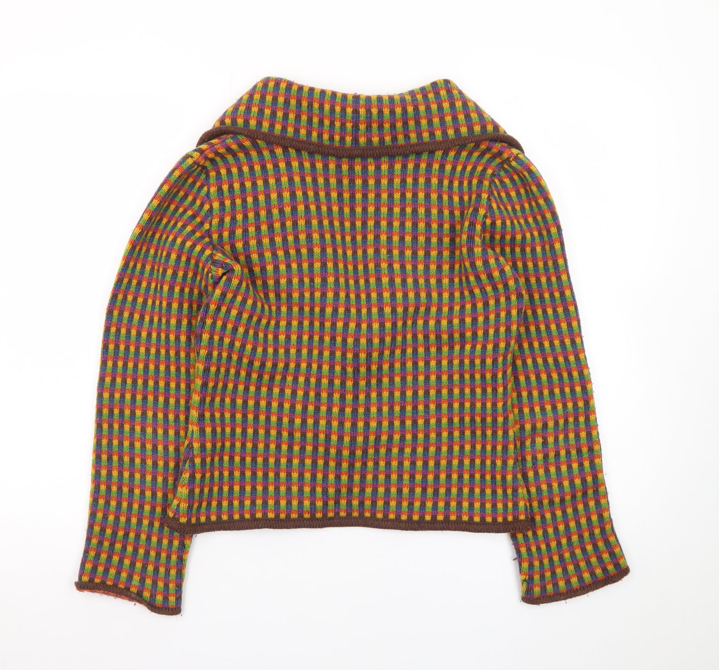 Ivko Women's Multicoloured Wool Check Cardigan Size S