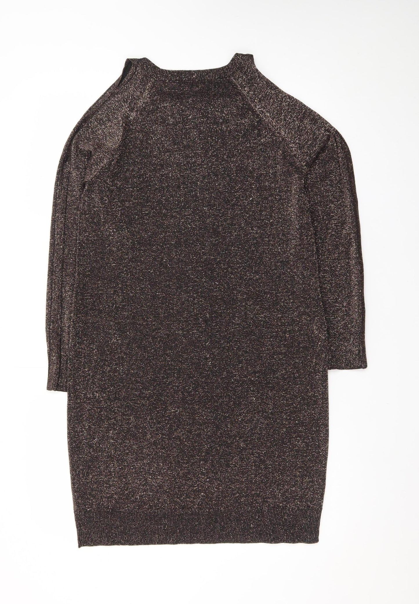 Whistles Womens Brown Metallic Knit Bodycon Dress Size 10