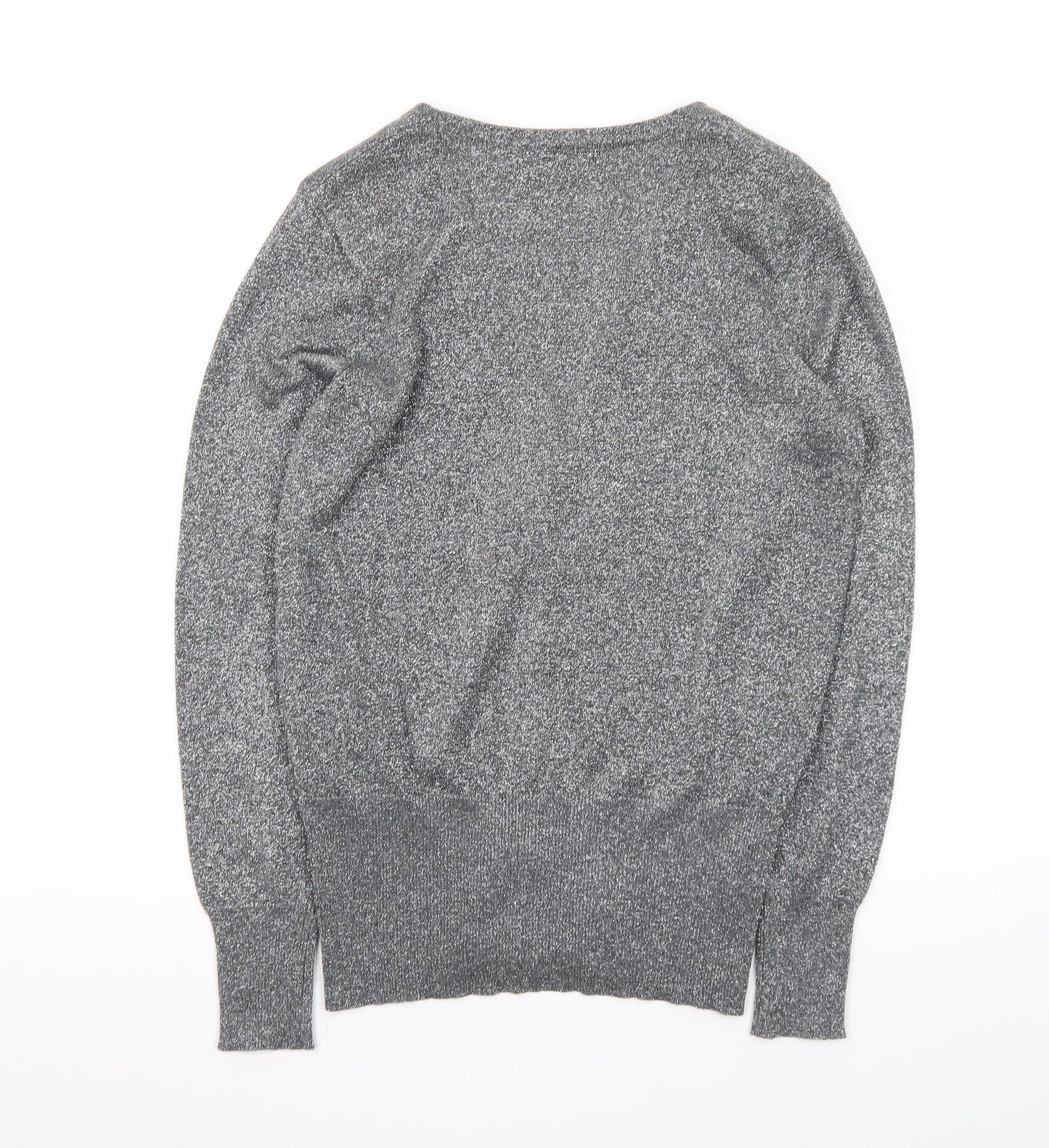 Marks and Spencer Women Grey Size 10 Metallic Button Cardigan