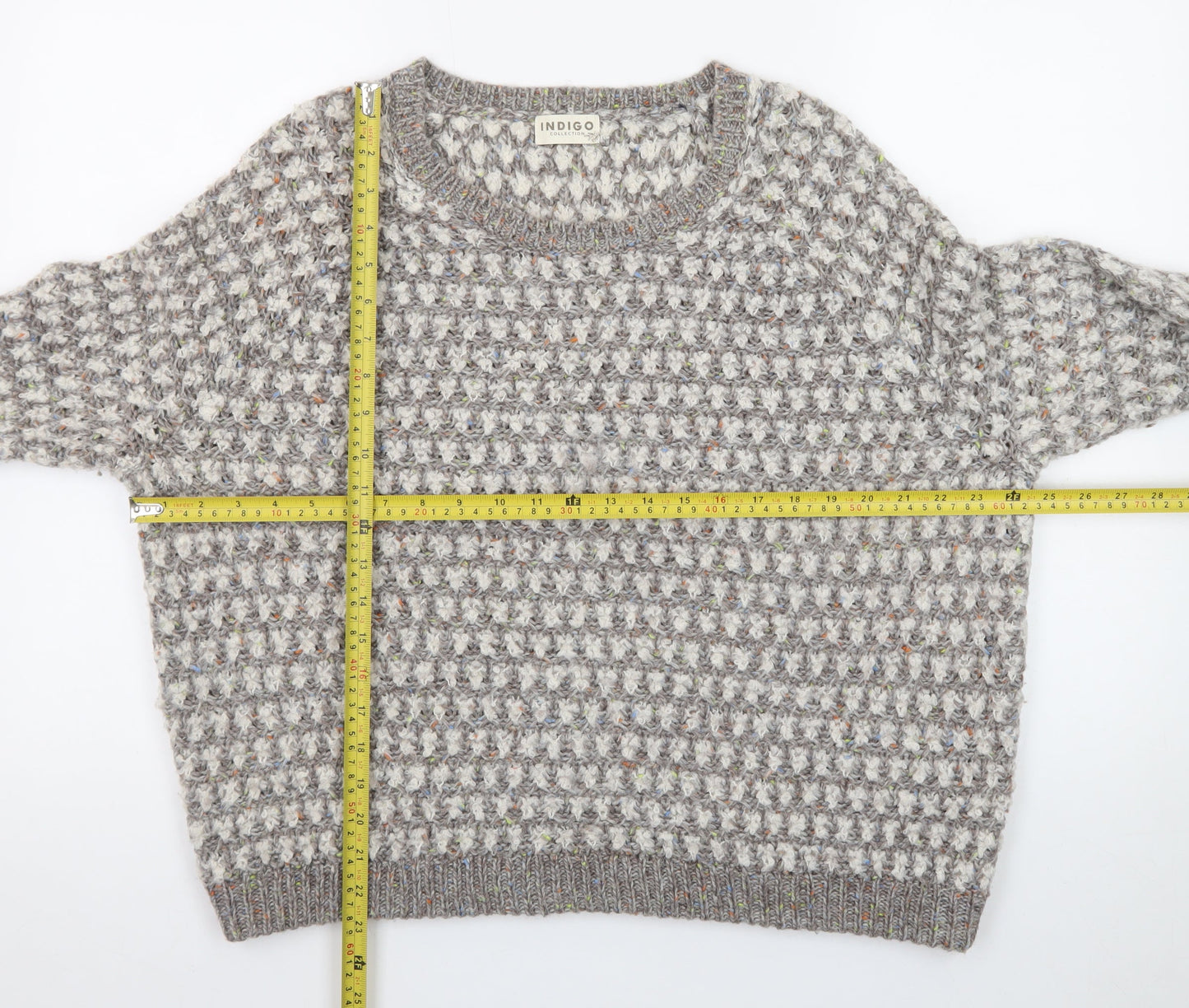 Marks and Spencer Women Grey Wool Blend Textured Knit Jumper UK 18