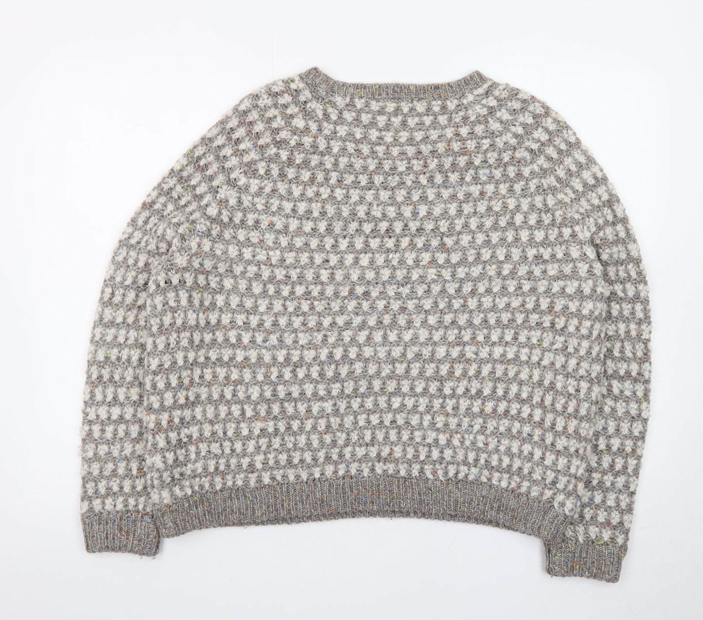 Marks and Spencer Women Grey Wool Blend Textured Knit Jumper UK 18
