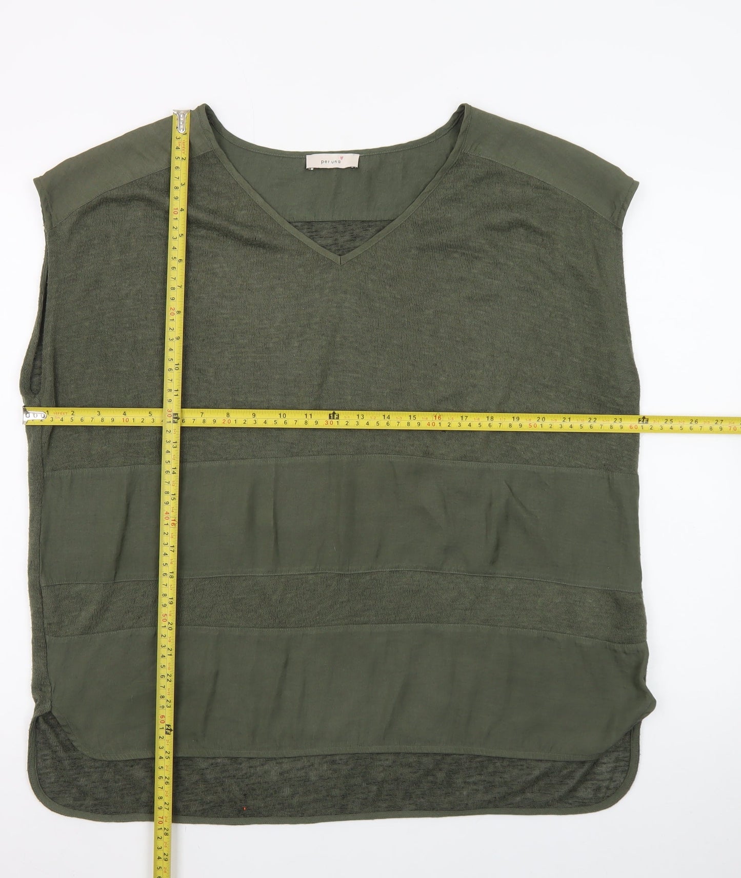Marks and Spencer Women Green Size 18 Sleeveless V-Neck Tunic Blouse