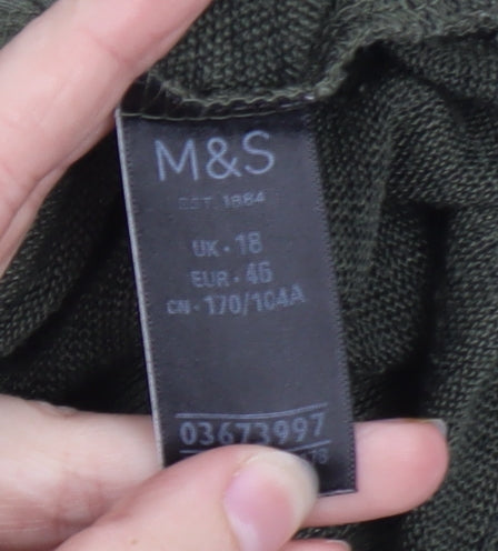Marks and Spencer Women Green Size 18 Sleeveless V-Neck Tunic Blouse