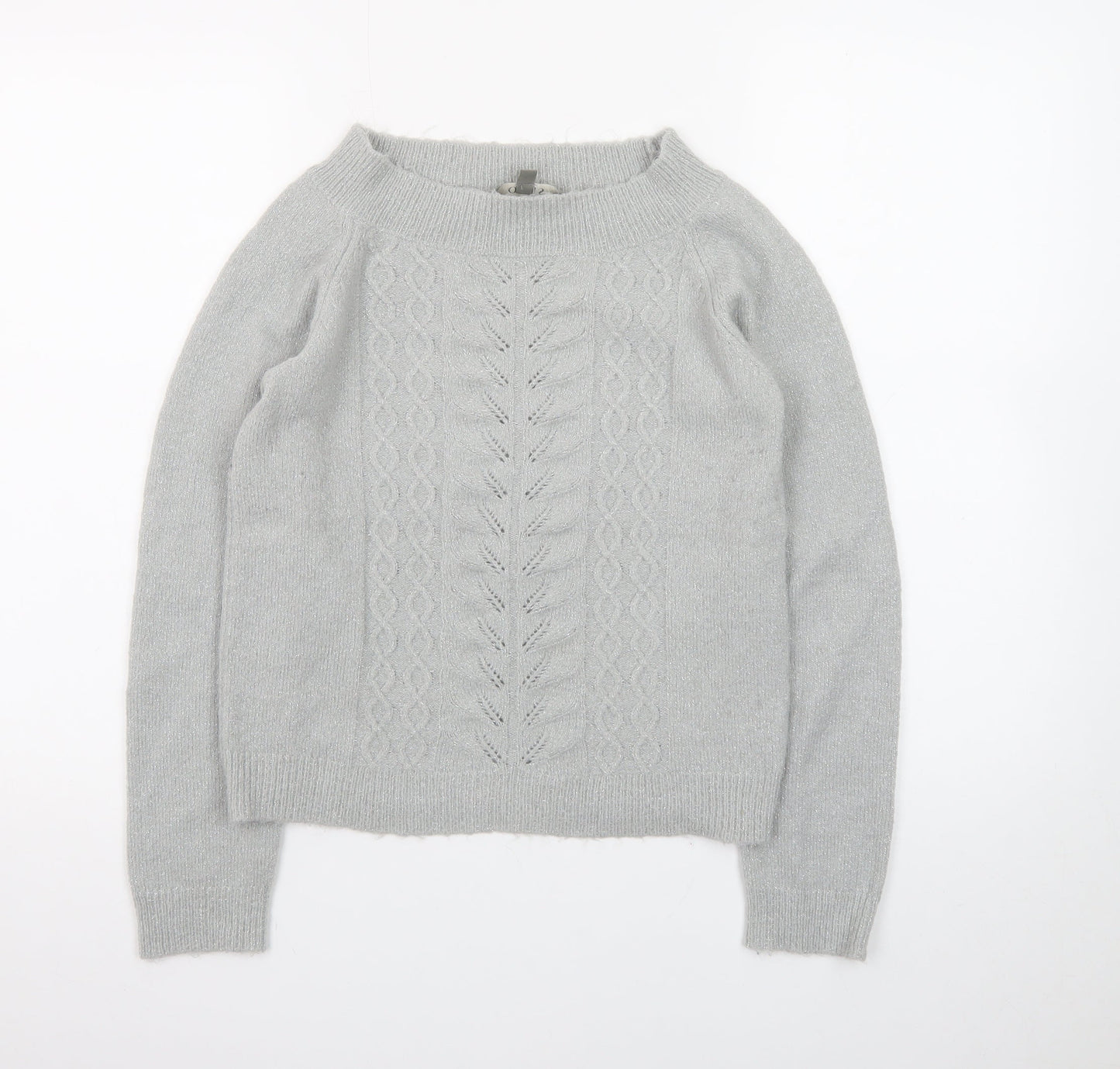 Oasis Women Grey XS Cable-Knit Wool Blend Pullover Jumper