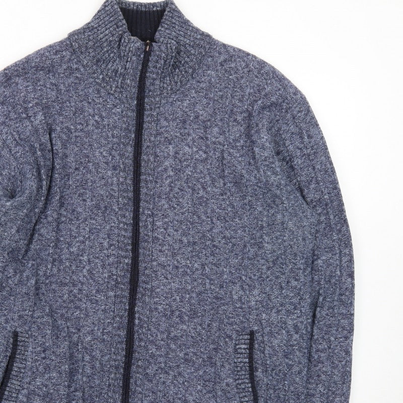 Additional view of Kaidite Men's Blue 2XL Full Zip Knit Jumper High Neck
