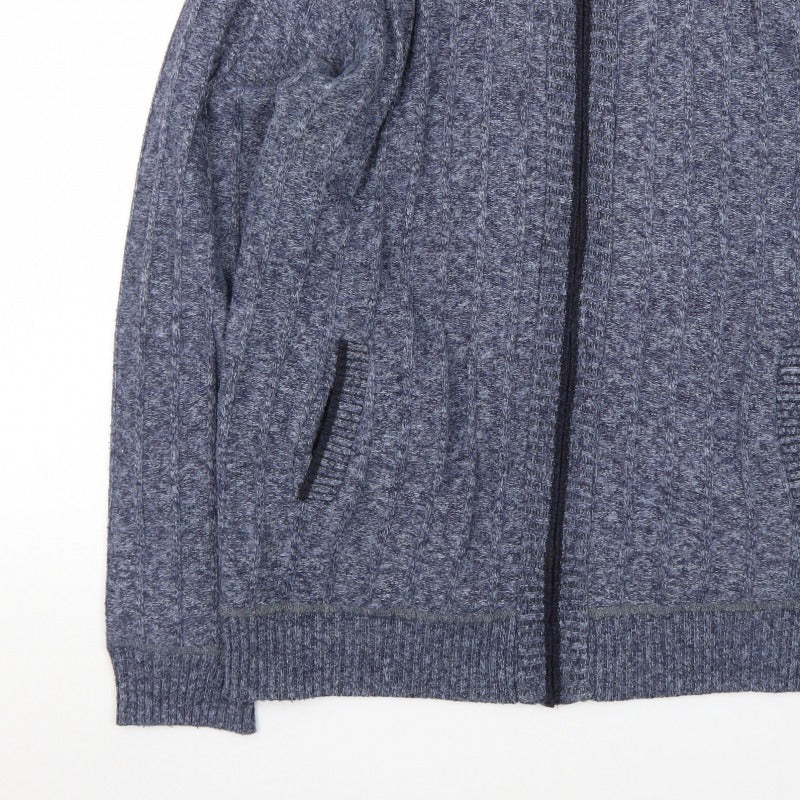 Additional view of Kaidite Men's Blue 2XL Full Zip Knit Jumper High Neck