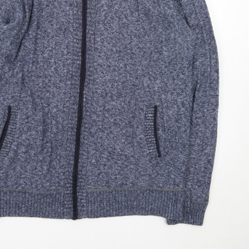 Additional view of Kaidite Men's Blue 2XL Full Zip Knit Jumper High Neck