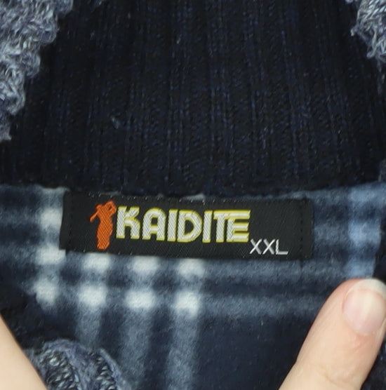Additional view of Kaidite Men's Blue 2XL Full Zip Knit Jumper High Neck