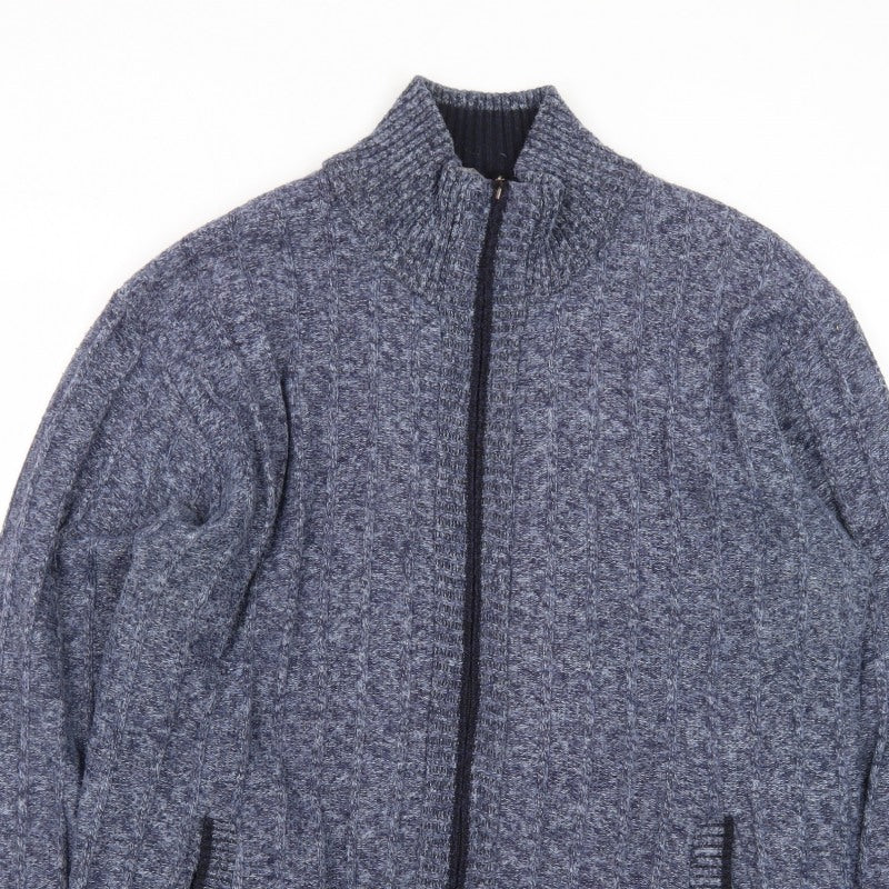 Additional view of Kaidite Men's Blue 2XL Full Zip Knit Jumper High Neck