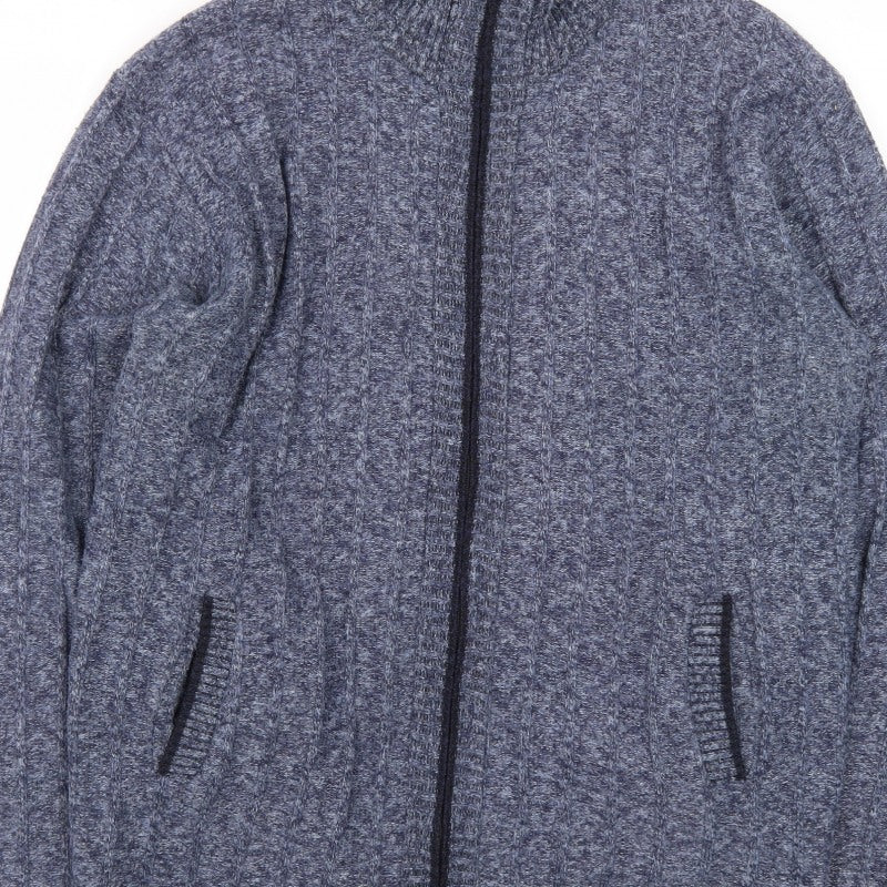 Additional view of Kaidite Men's Blue 2XL Full Zip Knit Jumper High Neck
