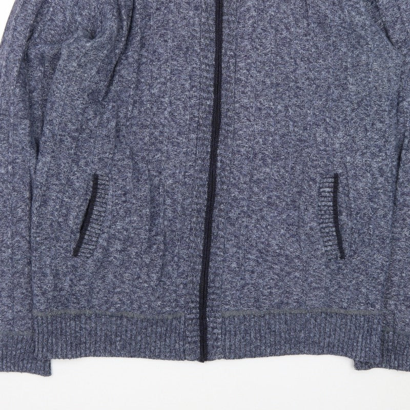 Additional view of Kaidite Men's Blue 2XL Full Zip Knit Jumper High Neck