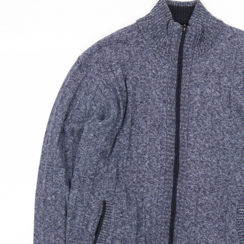 Additional view of Kaidite Men's Blue 2XL Full Zip Knit Jumper High Neck