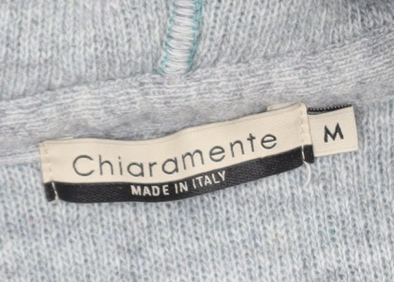 Chiaramente Women's Green Wool Blend Hooded Open Cardigan M