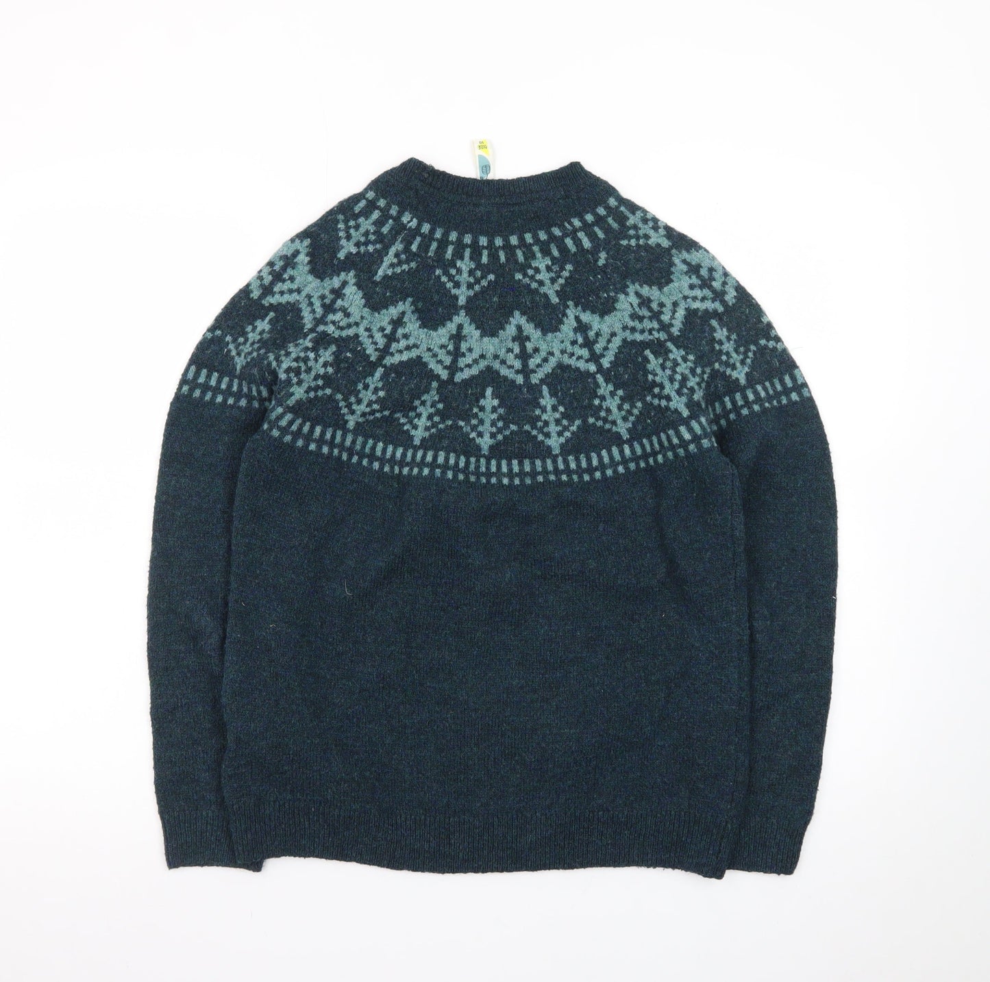 Weird Fish Womens Blue Fair Isle Wool Blend Jumper Size 10