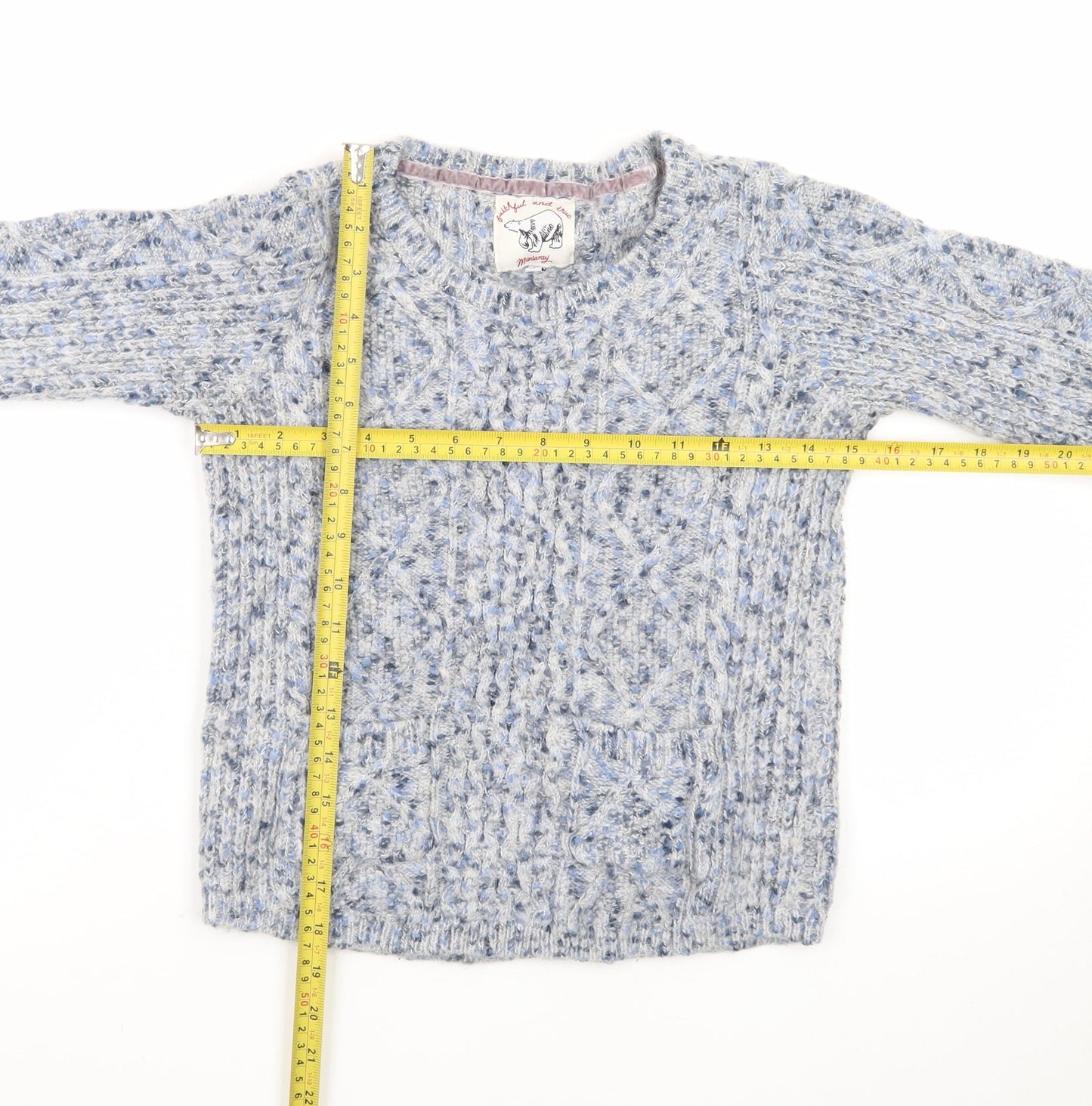Mantaray Women Blue Cable-Knit Jumper Size 10 Cosy Winter Style