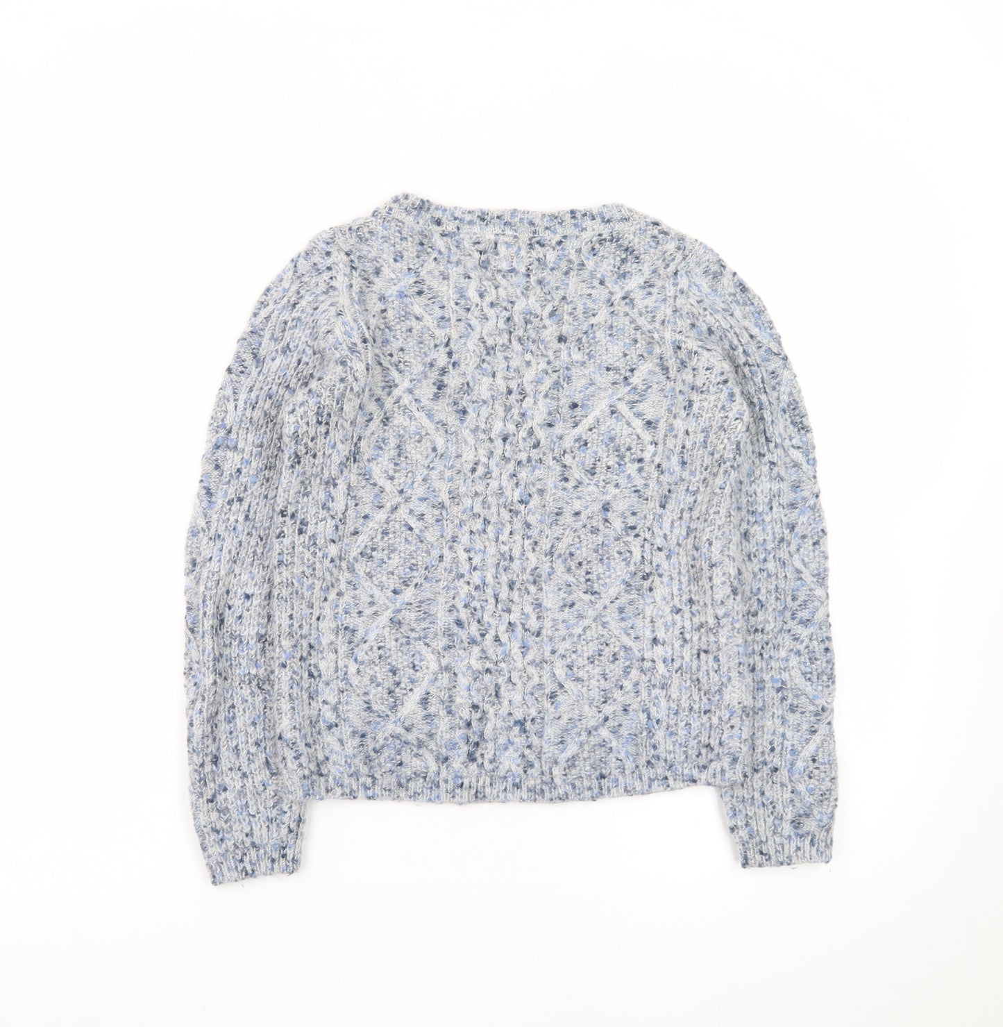 Mantaray Women Blue Cable-Knit Jumper Size 10 Cosy Winter Style