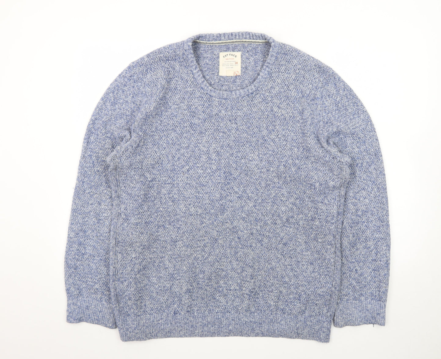 Fat Face Men's Blue Wool Blend Crew Neck Pullover Jumper Size L