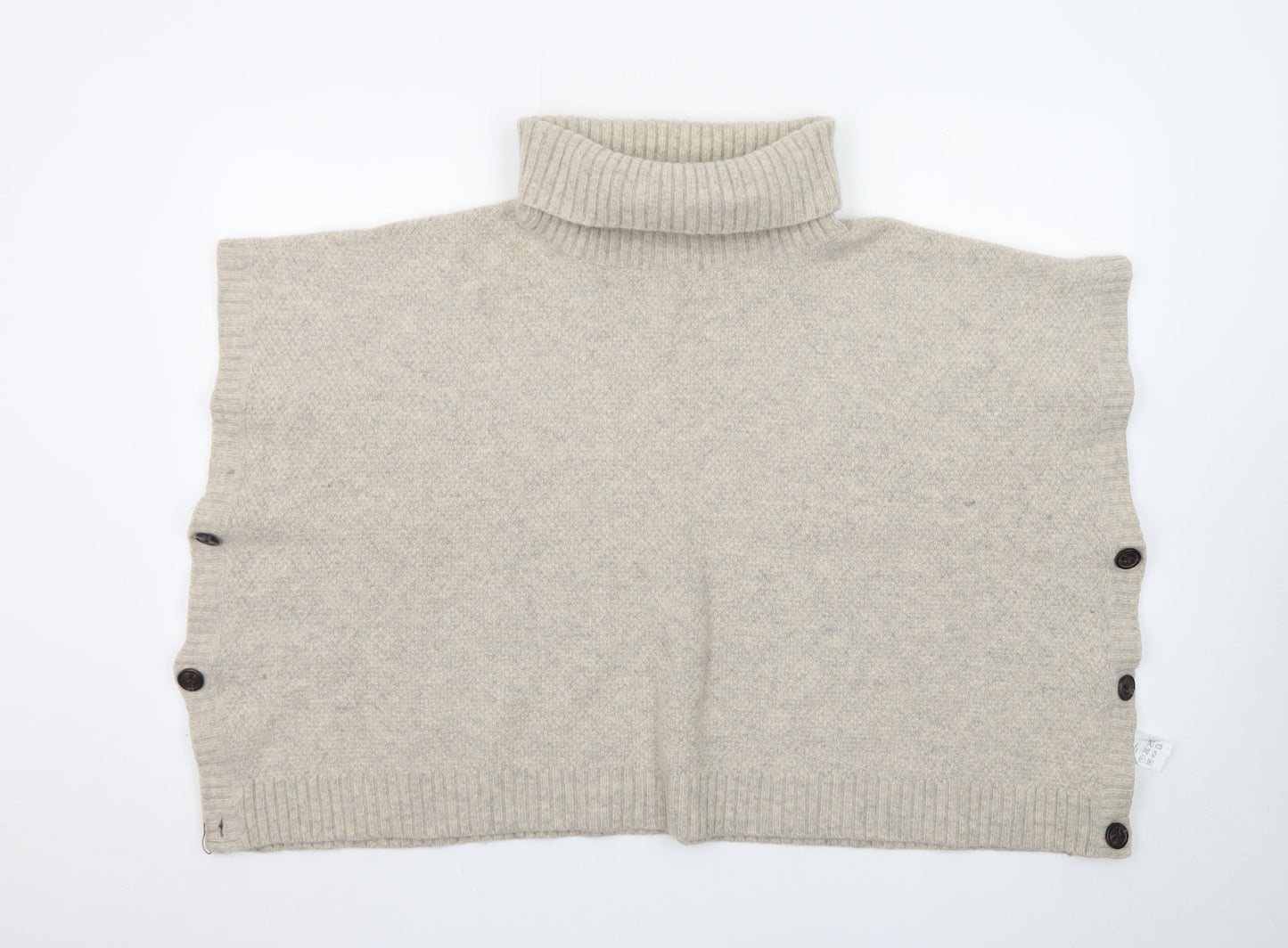 Seasalt Cornwall Women Beige Roll Neck Wool Cape Jumper One Size
