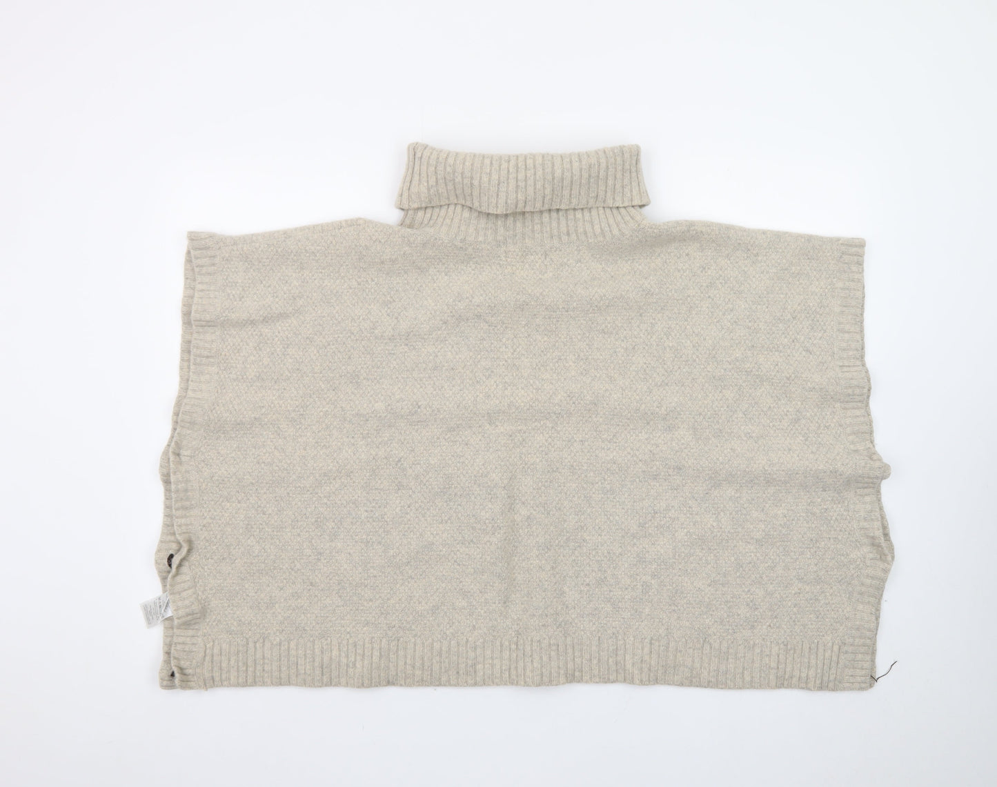 Seasalt Cornwall Women Beige Roll Neck Wool Cape Jumper One Size