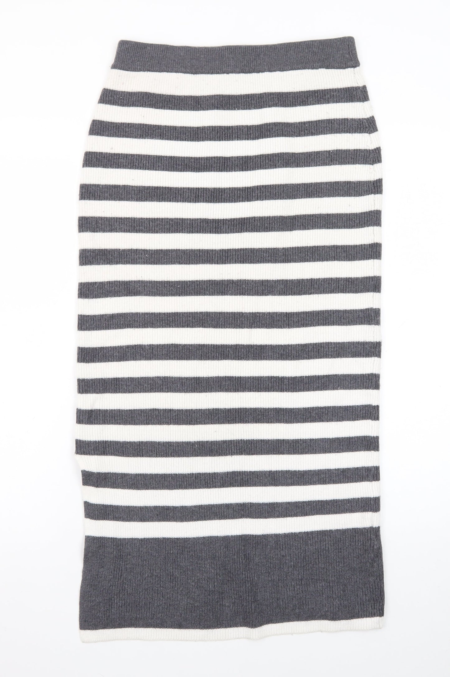 Marks and Spencer Women’s Grey Striped Knit Pencil Midi Skirt S