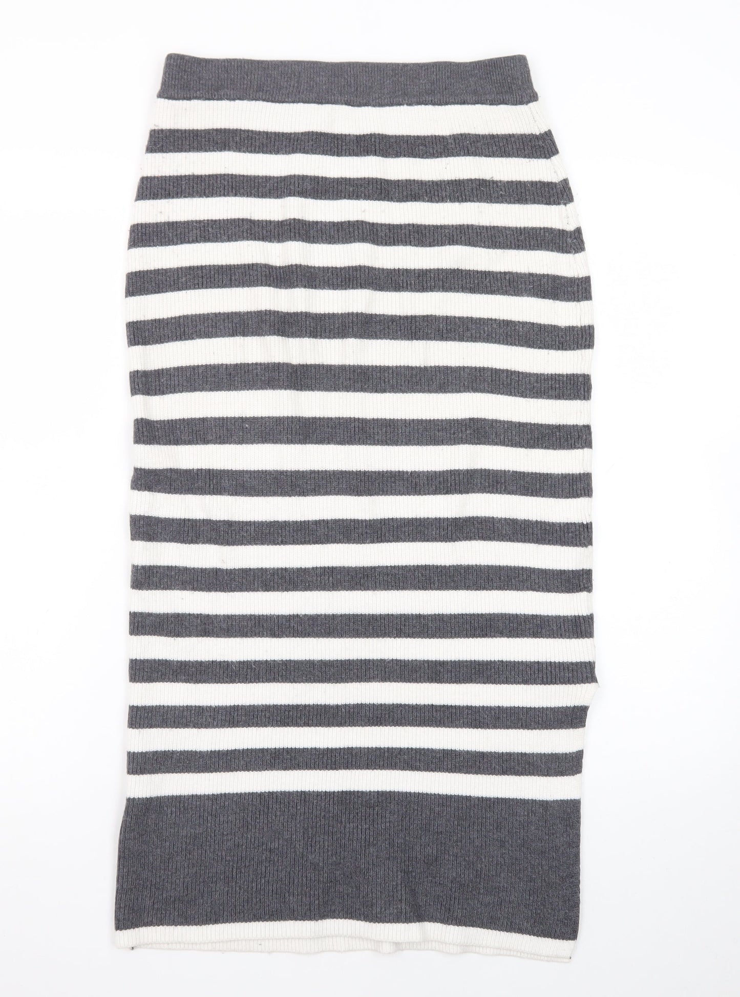 Marks and Spencer Women’s Grey Striped Knit Pencil Midi Skirt S