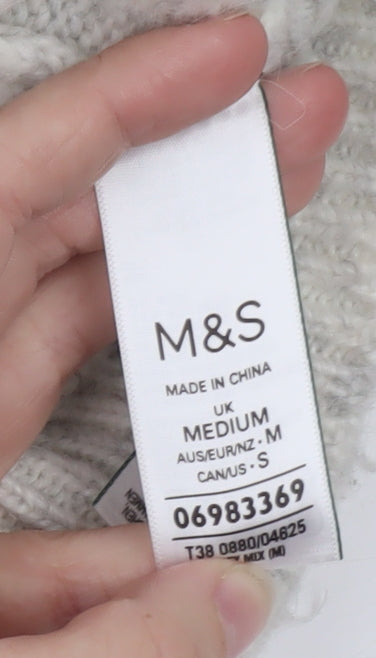 Marks and Spencer Women Silver Sequin Cream Jumper Size M Wool Blend