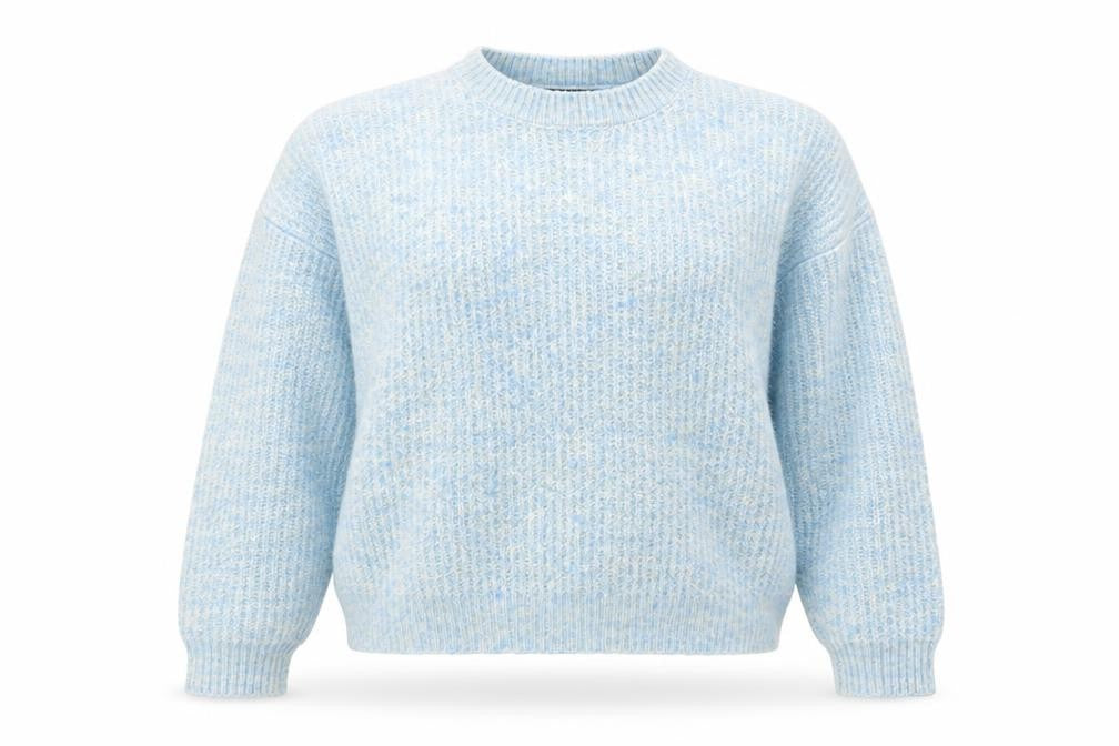Parfois Women Blue Wool Blend Chunky Knit Crew Neck Jumper One Size
