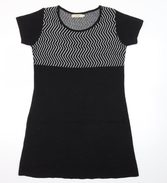 A. IDA Women Black Knee Length Knit Shift Dress L