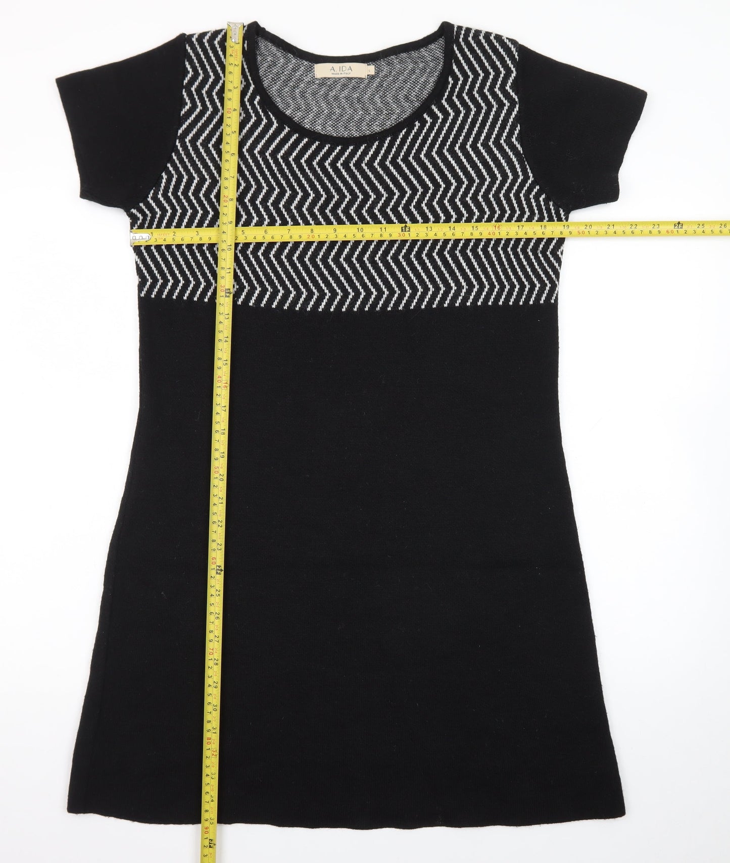 A. IDA Women Black Knee Length Knit Shift Dress L