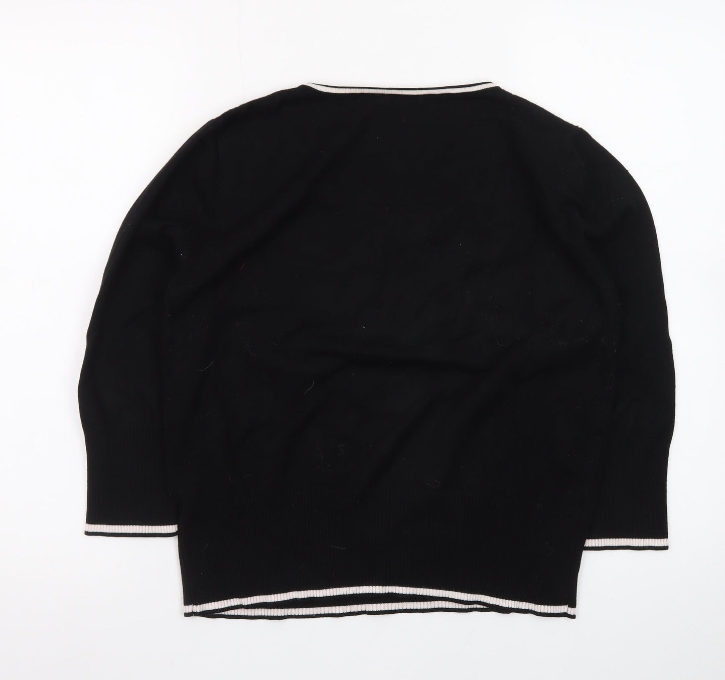 Roman Women’s Black Polka Dot Beaded Pullover Jumper Size 16