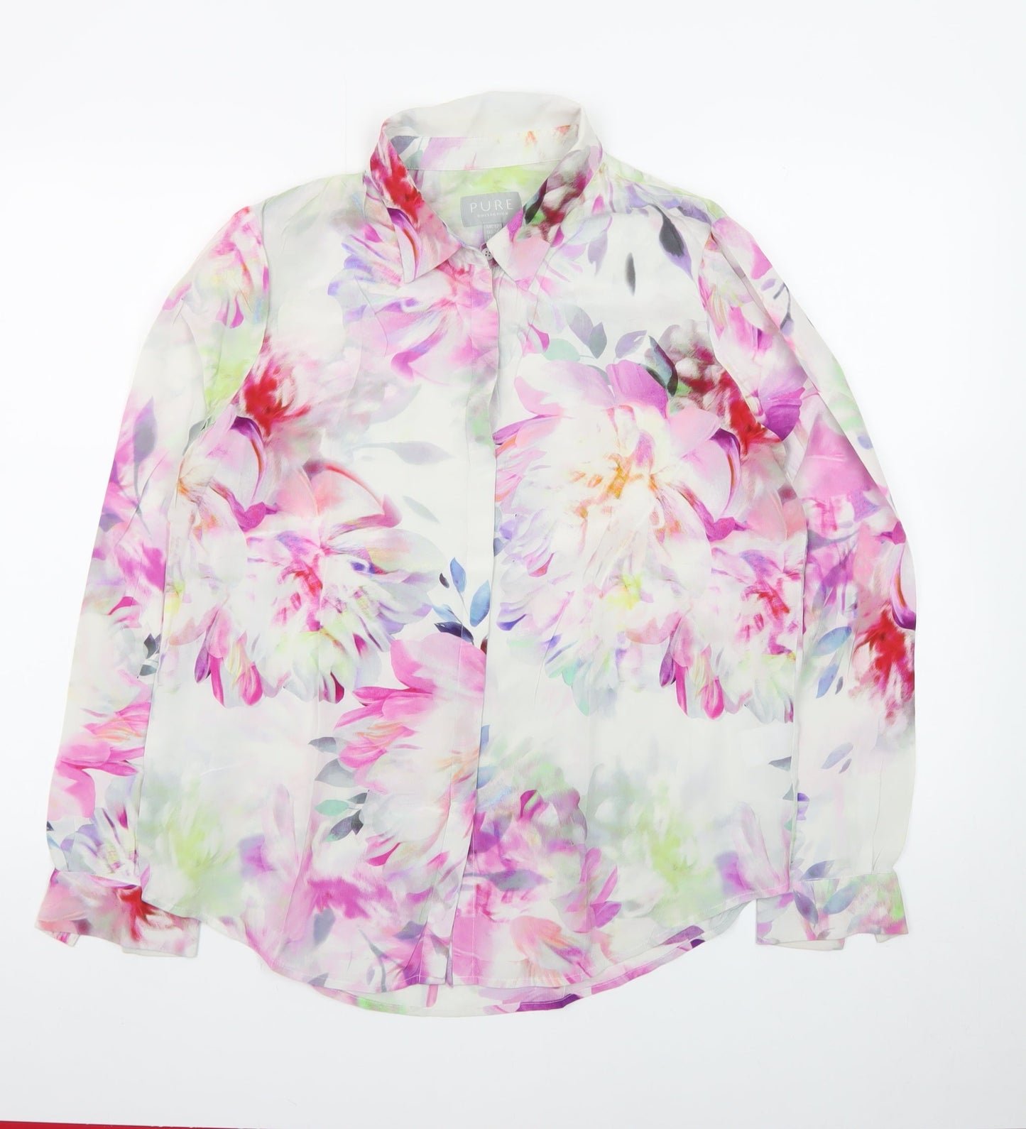 Pure Collection Women's Multicoloured Floral Silk Blouse UK 12