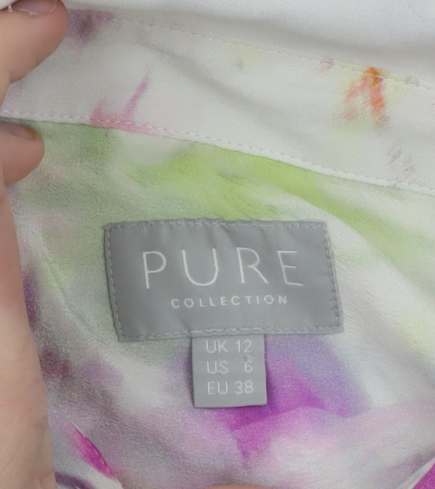 Pure Collection Women's Multicoloured Floral Silk Blouse UK 12