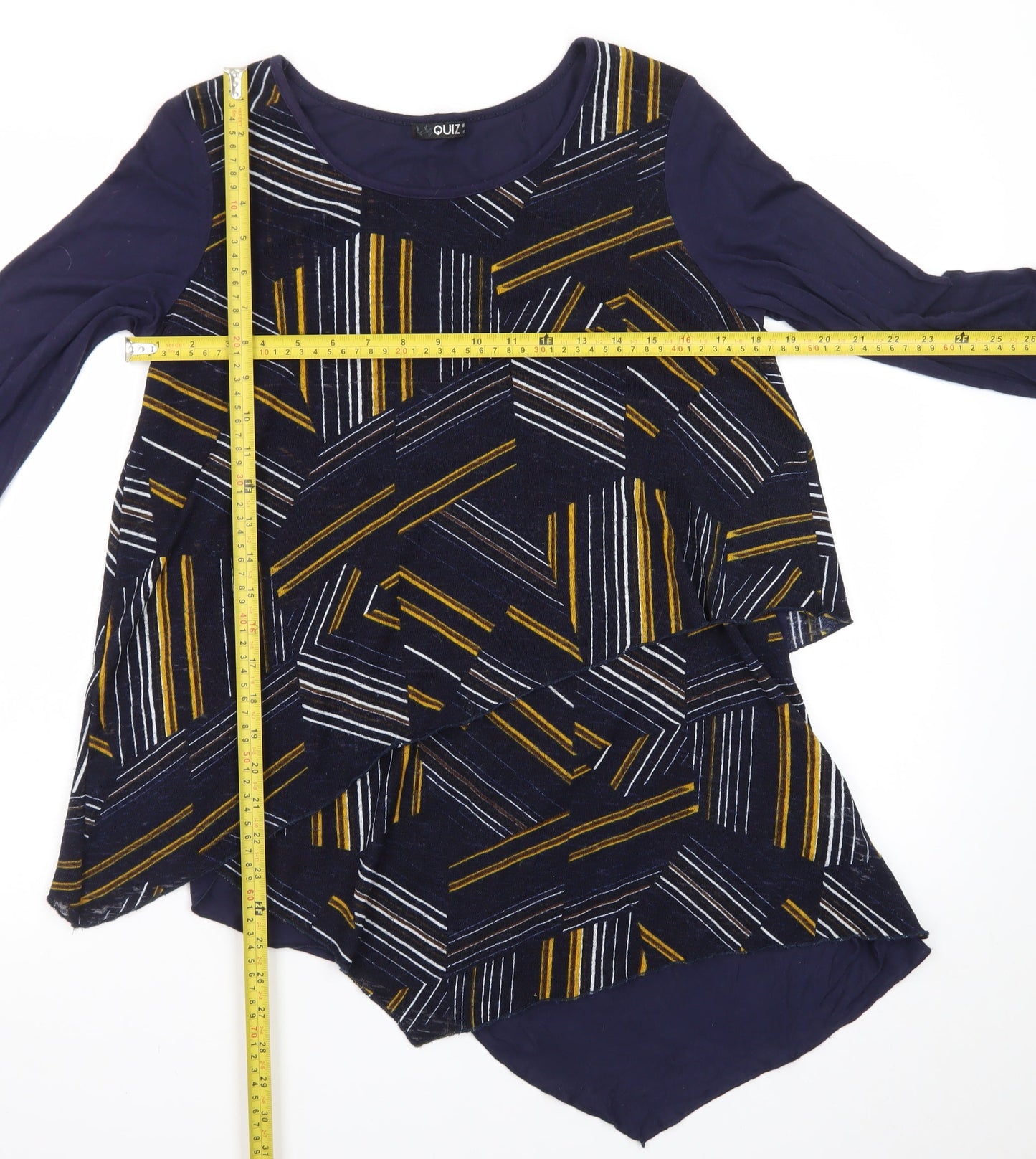 Quiz Women’s Blue Geometric Long Sleeve Tunic Jumper Size 8