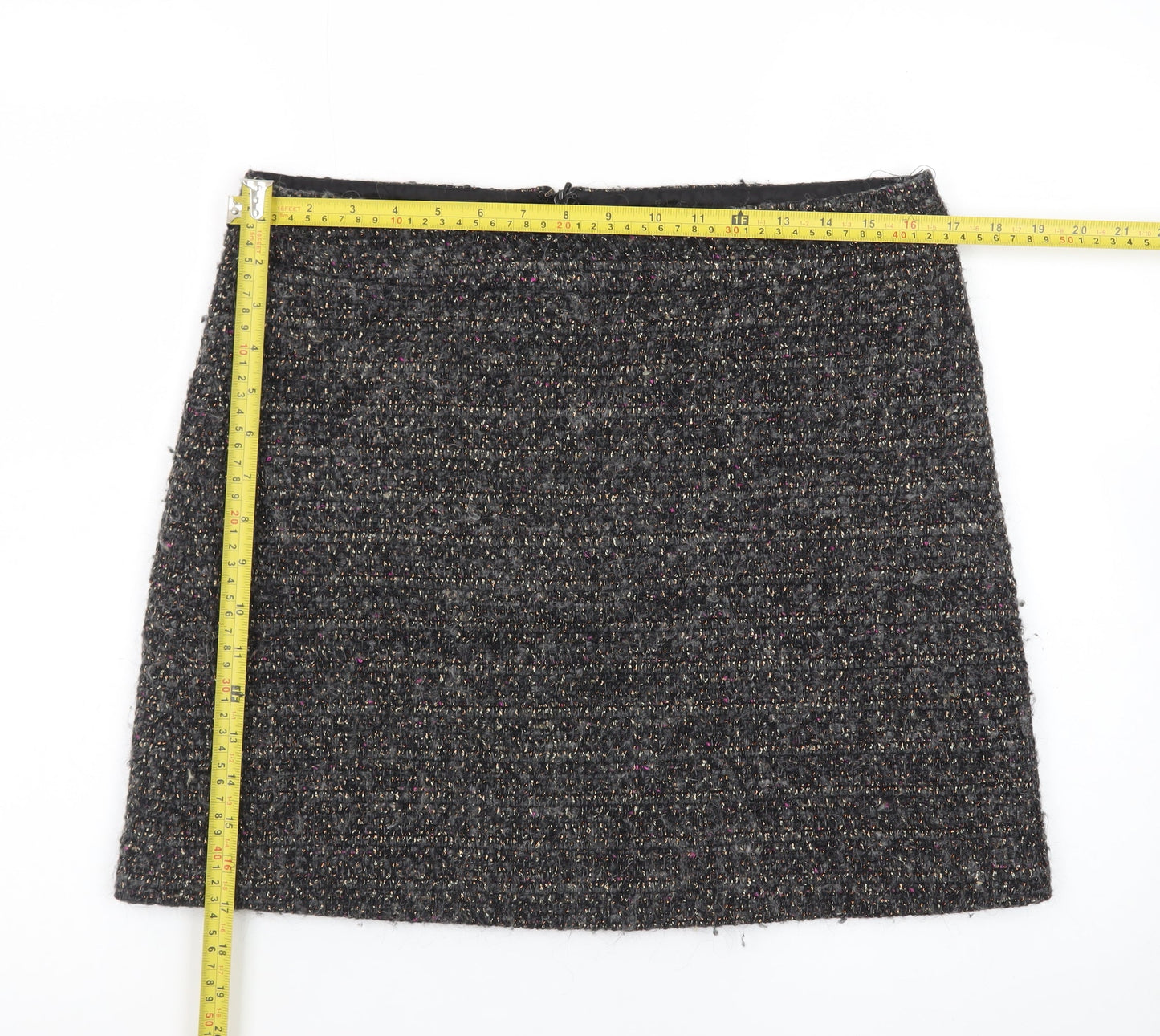 Jigsaw Women Grey Tweed Wool Blend Short Pencil Skirt Size 12