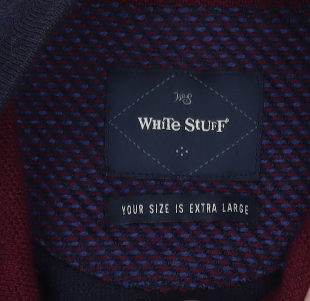 White Stuff Men’s Blue Wool Half Zip Jumper XL High Neck Knit