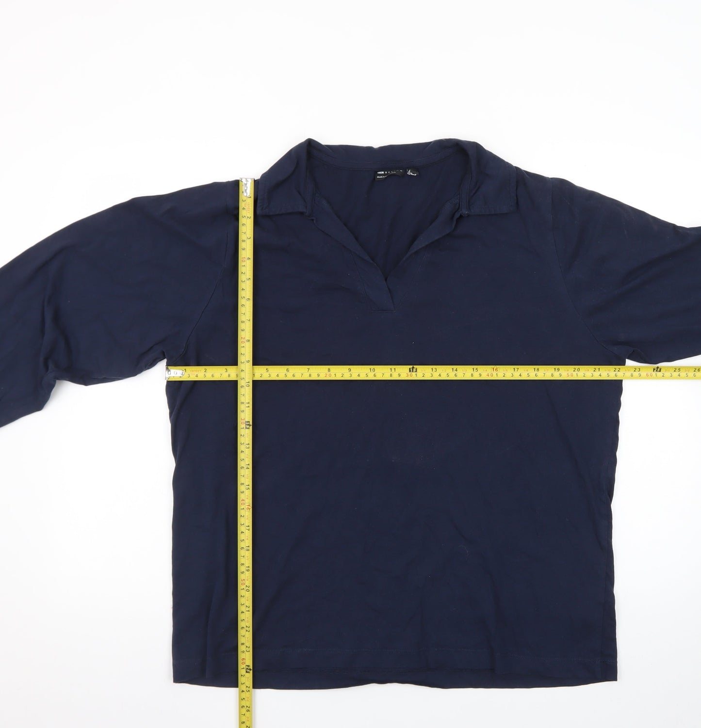 ASOS Women’s Blue Cotton Henley Collared Long Sleeve Jumper Size S
