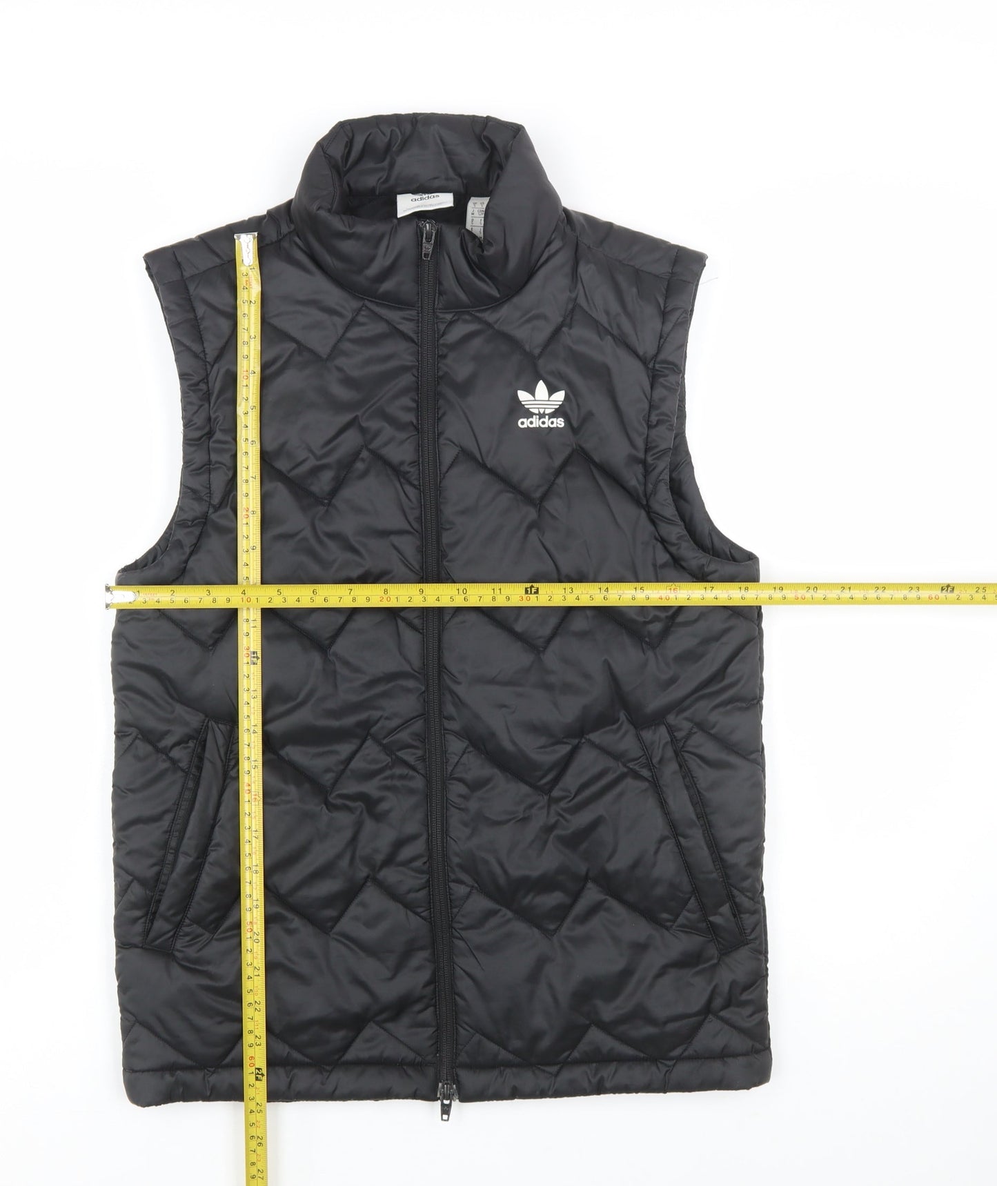 adidas Men's Black Quilted Waistcoat M Regular Fit Full Zip