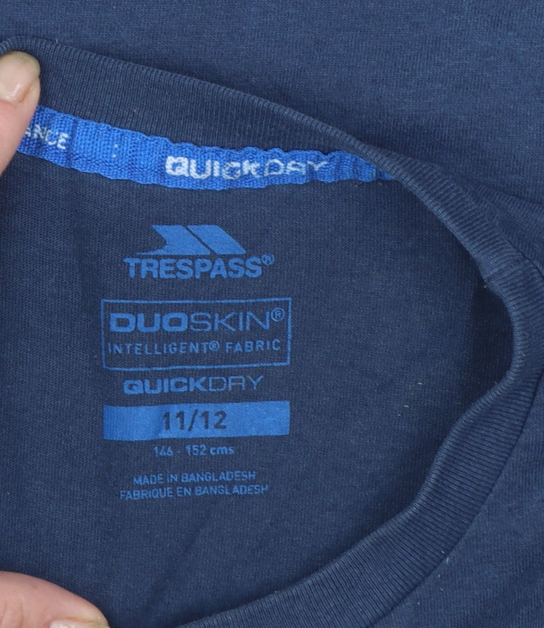 Trespass Boys Blue Quick Dry Graphic Print T-Shirt 11-12 Years