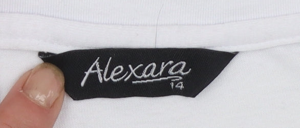 Alexara Womens White Tropical Floral Summer T-Shirt Size 14