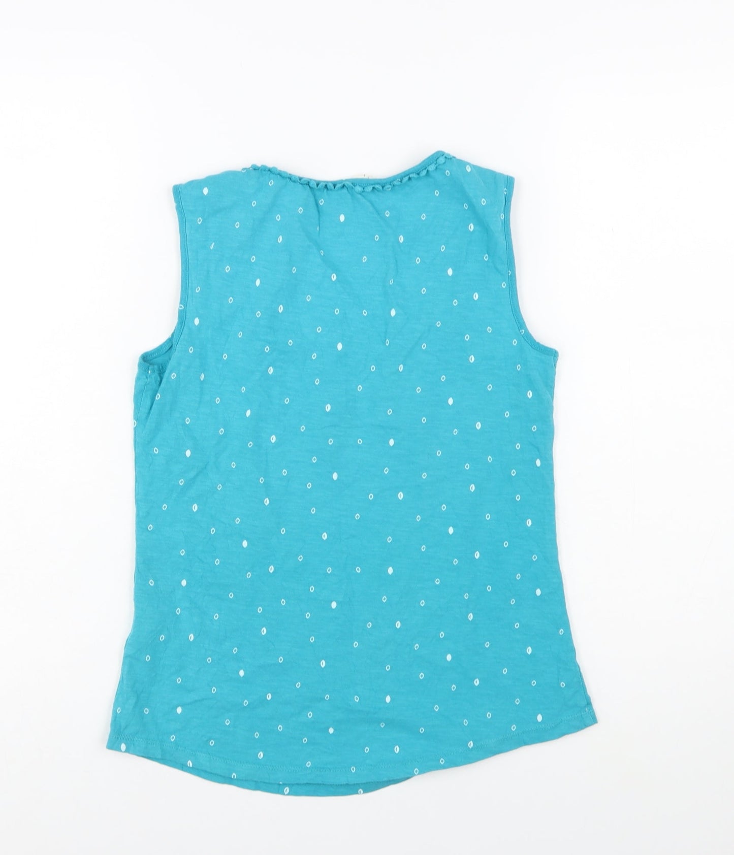 White Stuff Women's Blue Cotton Polka Dot Sleeveless Camisole Top Size 8